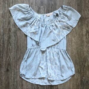 Rebecca Taylor Watercolor Animal Print Silk Blouse